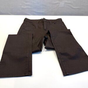 Banana Republic Coated Flare Jeans in a warm chocolate brown, size 4